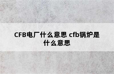 CFB电厂什么意思 cfb锅炉是什么意思